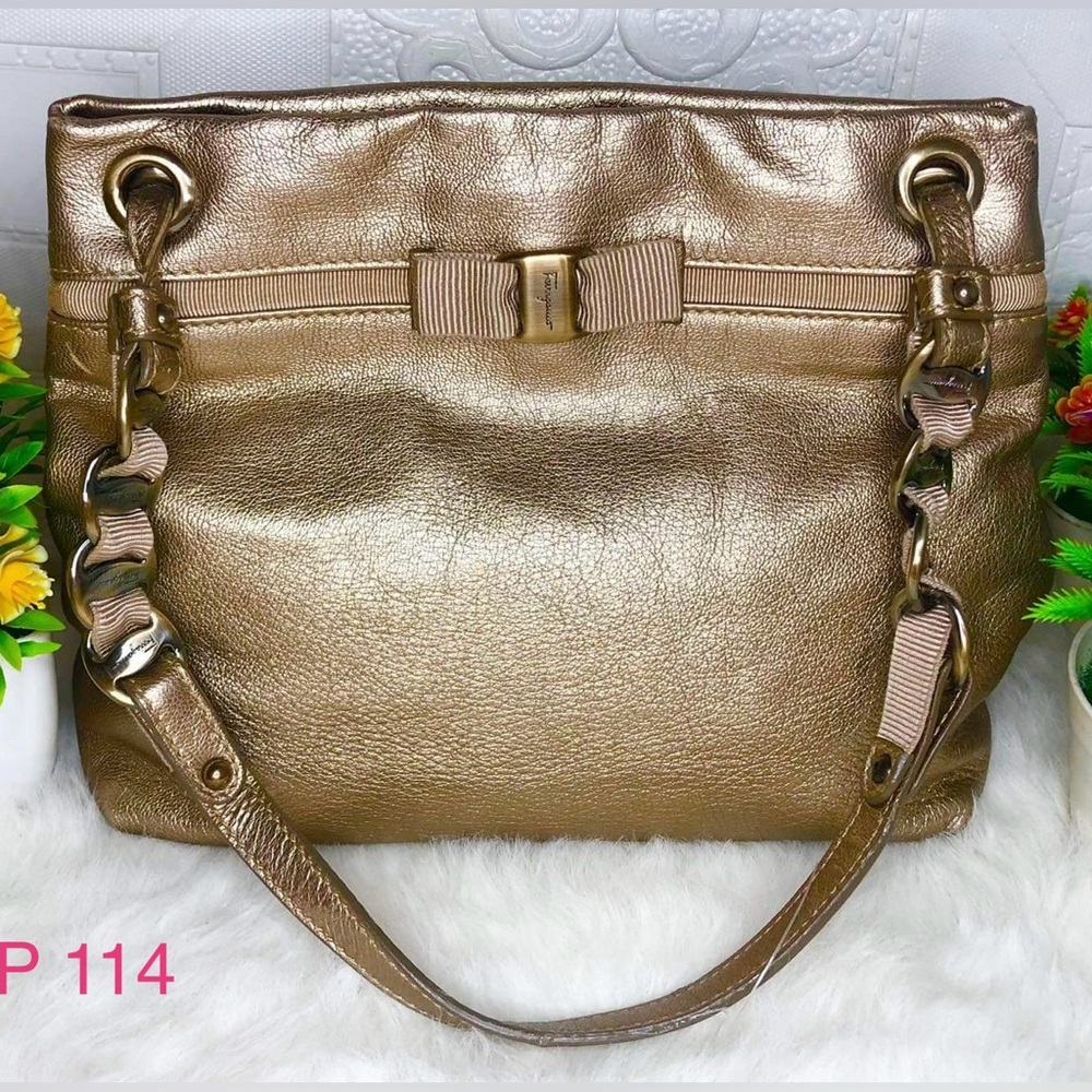 Salvatore Ferragamo Gold Small Shoulder Bag Vintage